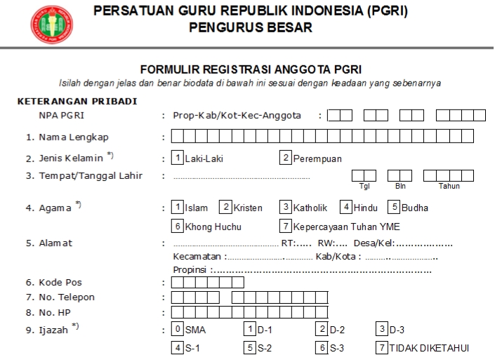 Pendaftaran PGRI Jawa Barat - Persatuan Guru Republik Indonesia Cabang Jawa Barat